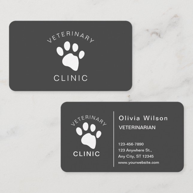 Dog Cat Veterinary Clinic Veterinarian Single-Side Business Card (Front/Back)