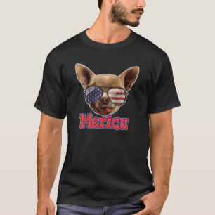 Dog Chihuahua American Flag Sunglasses, 4Th Of Jul T-Shirt