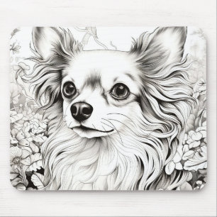 Dog Chihuahua Peaceful Nature Prairie Sketch Pet Mouse Pad