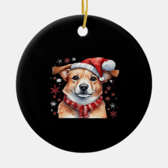 Dog chrismes Classic T-Shirt Ceramic Ornament (Front)