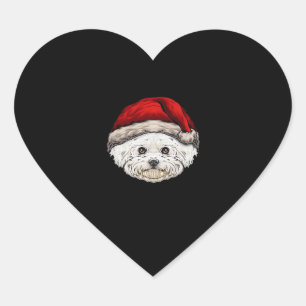 Dog Christmas Bichon Santa Hat On A Bichon Frise E Heart Sticker