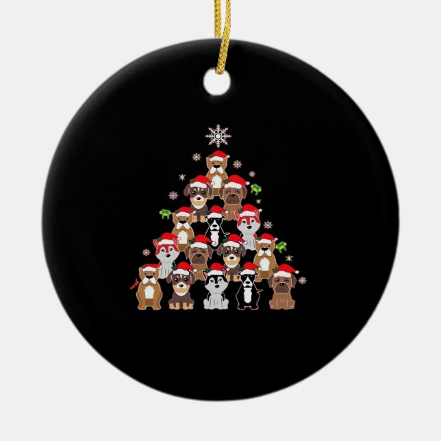 Dog Christmas Classic T-Shirt Ceramic Ornament (Front)