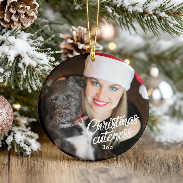 Dog Christmas Cuteness Cute Holiday Ornament (Creator Uploaded)
