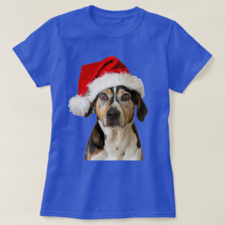 Dog Christmas Funny Xmas Wearing Santa Hat T-Shirt