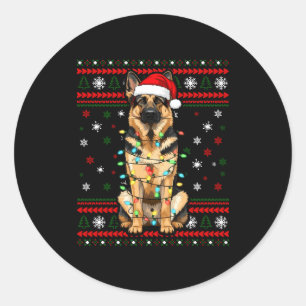 Dog Christmas, German Shepherd Christmas Lights Ug Classic Round Sticker