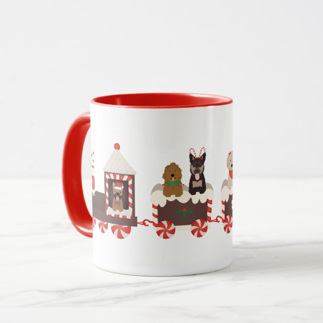 Dog Christmas Holiday Train Mug (Front Left)