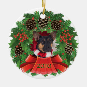 Dog Christmas Holiday Wreath Ornament