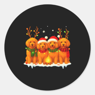 Dog Christmas Light Reindeer Santa Christmas Odle  Classic Round Sticker