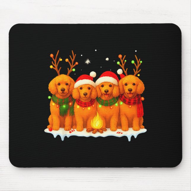 Dog Christmas Light Reindeer Santa Christmas Odle  Mouse Pad (Front)