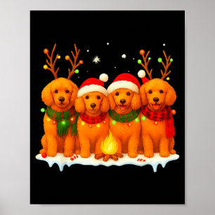 Dog Christmas Light Reindeer Santa Christmas Odle Poster
