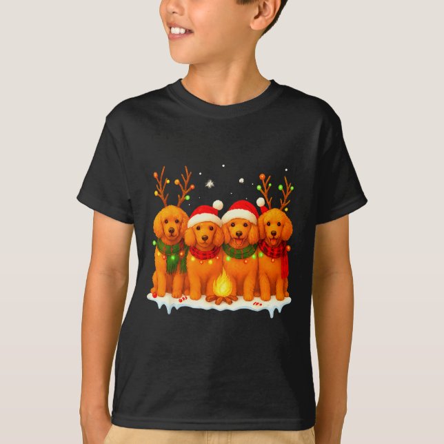 Dog Christmas Light Reindeer Santa Christmas Odle  T-Shirt (Front)