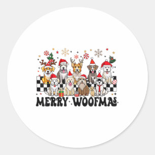 Dog Christmas Merry Woofmas Dog Lover New Year Classic Round Sticker