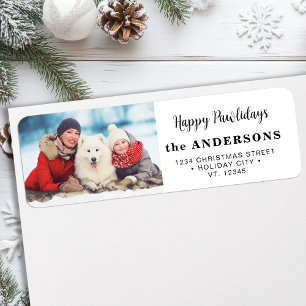 Dog Christmas Modern Custom Photo Return Address Return Address Label