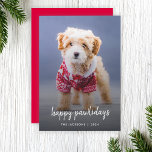 Dog Christmas | Modern Cute Puppy Happy Pawlidays Holiday Card<br><div class="desc">Simple, stylish custom photo Happy Pawlidays holiday card with modern minimalist handwritten script typography and a simple black gradient on a raspberry red background. The photo of your beloved pet and text can easily be personalized for a design as unique as your special furbaby! The image shown is for illustration...</div>