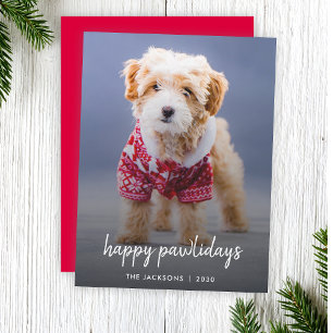 Dog Christmas   Modern Cute Puppy Happy Pawlidays Holiday Card