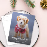 Dog Christmas | Modern Cute Puppy Happy Pawlidays Holiday Postcard<br><div class="desc">Simple, stylish custom photo Happy Pawlidays holiday postcard with modern minimalist handwritten script typography and a simple black gradient on a raspberry red background. The photo of your beloved pet and text can easily be personalized for a design as unique as your special furbaby! The image shown is for illustration...</div>