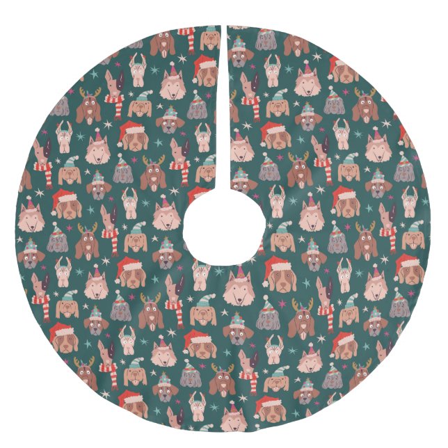 Dog Christmas Pattern Brushed Polyester Tree Skirt (Front)