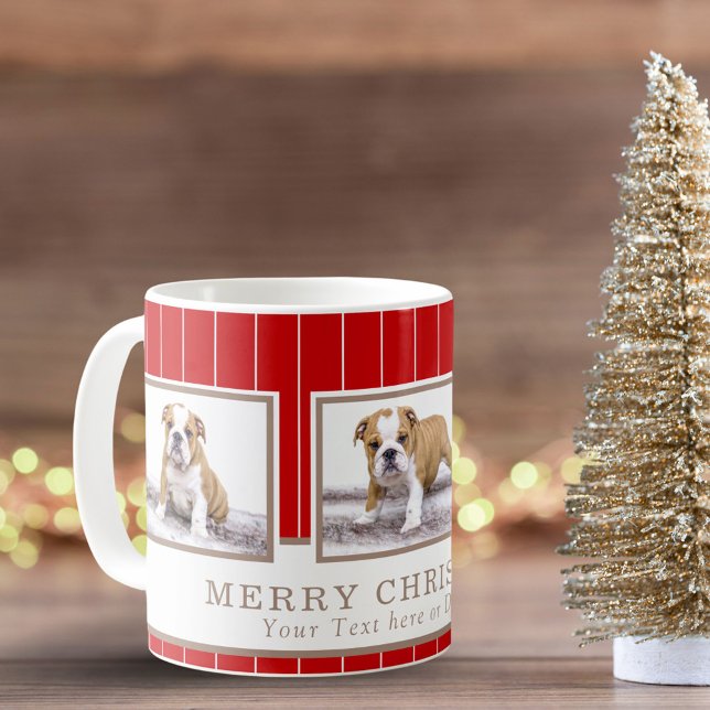 Dog Christmas Personalised Pet 3 Photo Collage Coffee Mug (Creator Uploaded)
