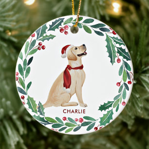 Dog Christmas Personalised Pet Yellow Labrador Ceramic Ornament