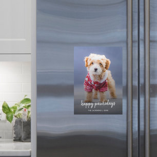 Dog Christmas Puppy Happy Pawlidays Magnetic Card