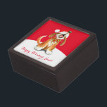 Dog Christmas singing cute gift box<br><div class="desc">Fun whimsical watercolor dog keepsake name gift box. Customize / personalize these boxes with your own message or name, currently reads Happy Holidays Janet. Ideal to give filled with a special Christmas gift like jewelry or money put inside. Unique watercolor carol singing dog art painting and design by Sarah Trett....</div>