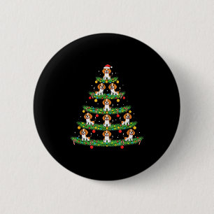 Dog Christmas Tree, Beagle Puppy Holiday Design Fo 6 Cm Round Badge