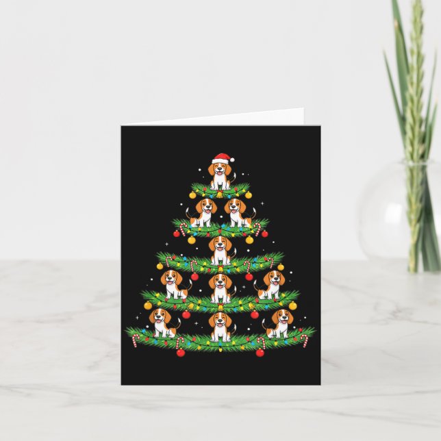 Dog Christmas Tree, Beagle Puppy Holiday Design Fo Card (Front)