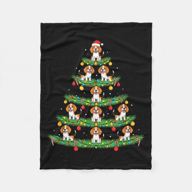 Dog Christmas Tree, Beagle Puppy Holiday Design Fo Fleece Blanket (Front)