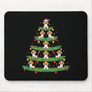 Dog Christmas Tree, Beagle Puppy Holiday Design Fo Mouse Pad