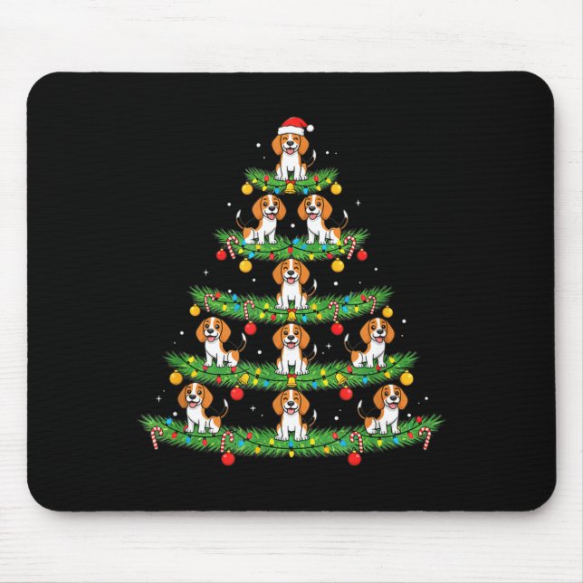 Dog Christmas Tree, Beagle Puppy Holiday Design Fo Mouse Pad (Front)