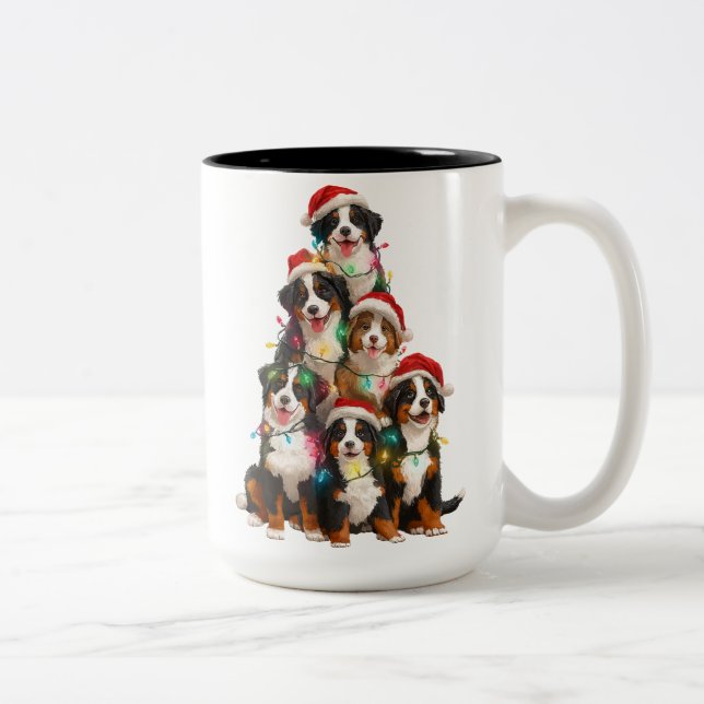 Dog Christmas Tree – Festive Holiday Puppy Two-Tone Coffee Mug (Right)