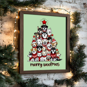 Dog Christmas Tree Merry Woofmas Holiday  Poster