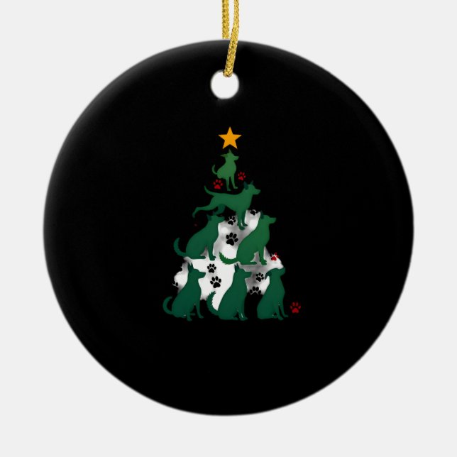 Dog Christmas Tree Shirt - Dog Christmas (2) Ceramic Ornament (Front)