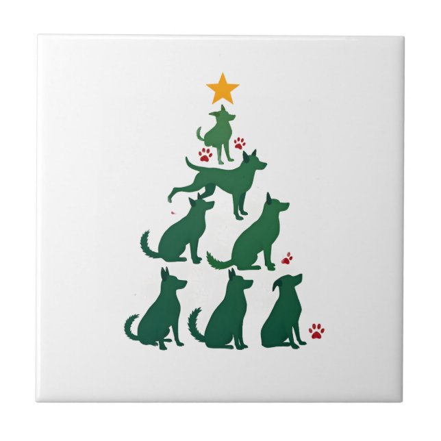 Dog Christmas Tree Shirt - Dog Christmas (2) Ceramic Tile (Front)