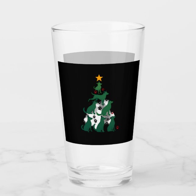 Dog Christmas Tree Shirt - Dog Christmas (2) Glass (Front)