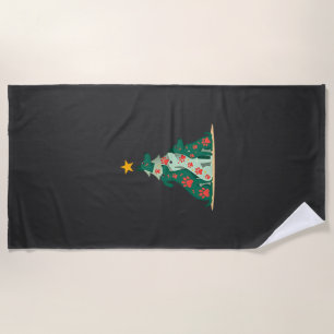 Dog Christmas Tree Shirt - Dog Christmas (3) Beach Towel