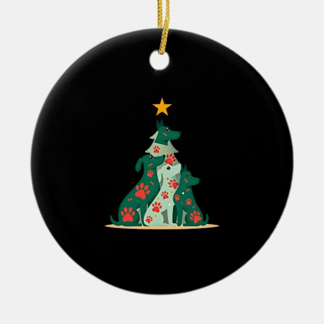 Dog Christmas Tree Shirt - Dog Christmas (3) Ceramic Ornament (Front)