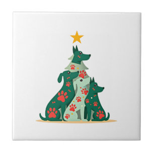 Dog Christmas Tree Shirt - Dog Christmas (3) Ceramic Tile