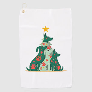 Dog Christmas Tree Shirt - Dog Christmas (3) Golf Towel