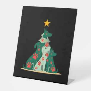 Dog Christmas Tree Shirt - Dog Christmas (3) Pedestal Sign