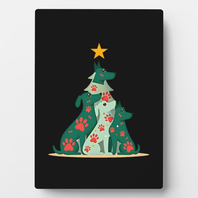 Dog Christmas Tree Shirt - Dog Christmas (3) Plaque (Front)