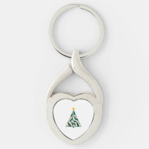 Dog Christmas Tree Shirt - Dog Christmas (4) Key Ring
