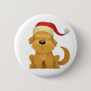 dog christmas vintage 6 cm round badge