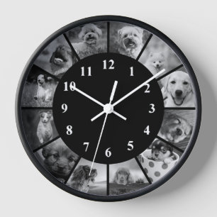 Dog Clock Black and White Cute Animal Photography