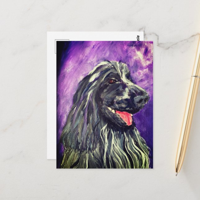 Dog Cocker Spaniel Blue Roan Painted  Postcard (Front/Back In Situ)