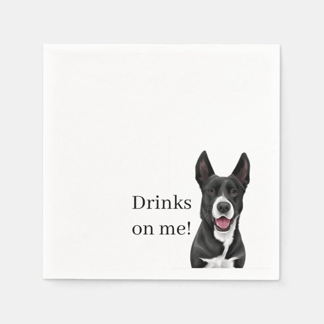 Dog Cocktail Napkin, Reception Napkin, Wedding  Napkin (Front)