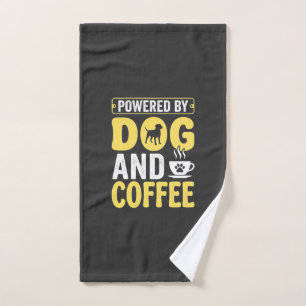 Dog Coffee Lover Powered By Design Hand Towel
