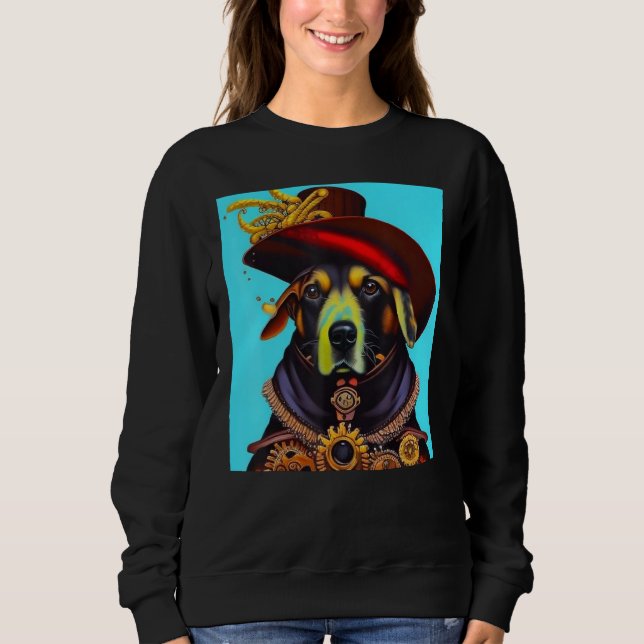 Dog Cogwheels Steampunk AI Dog Revolution Puppy Sweatshirt (Front)
