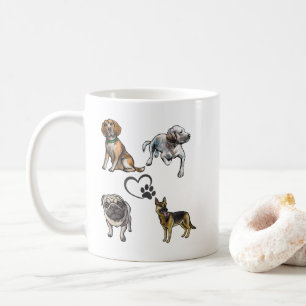 Dog Collage Coffee Mug - Paw & Heart Design!