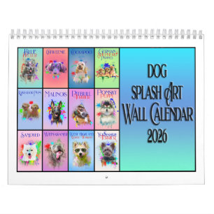 Dog Colourful Splash Art Wall Calendar 2026